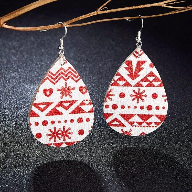 Product Image for Droppformade festliga örhängen med julmotiv söta renar läder