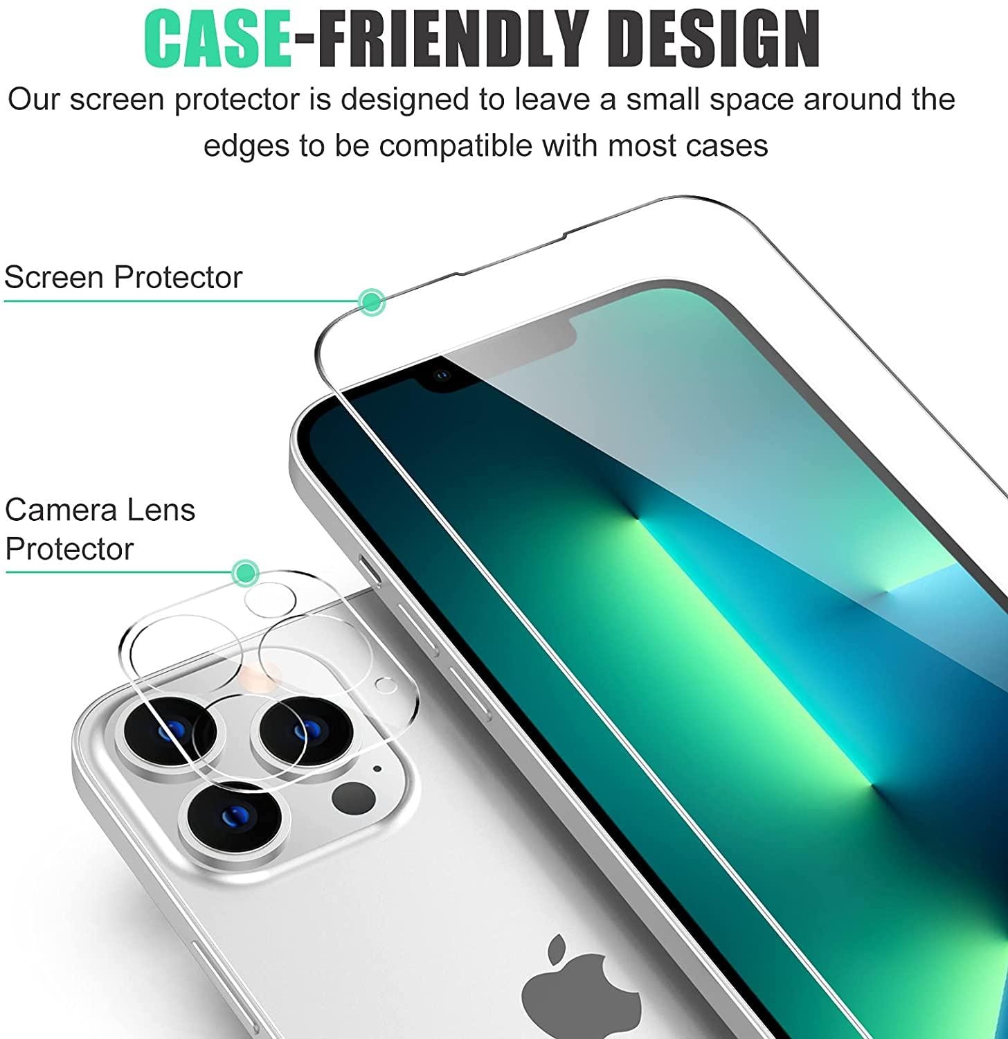 6-pack Skärmskydd iPhone 13 Pro + Ram Stark Härdat Glas C4U® (8 av 15)