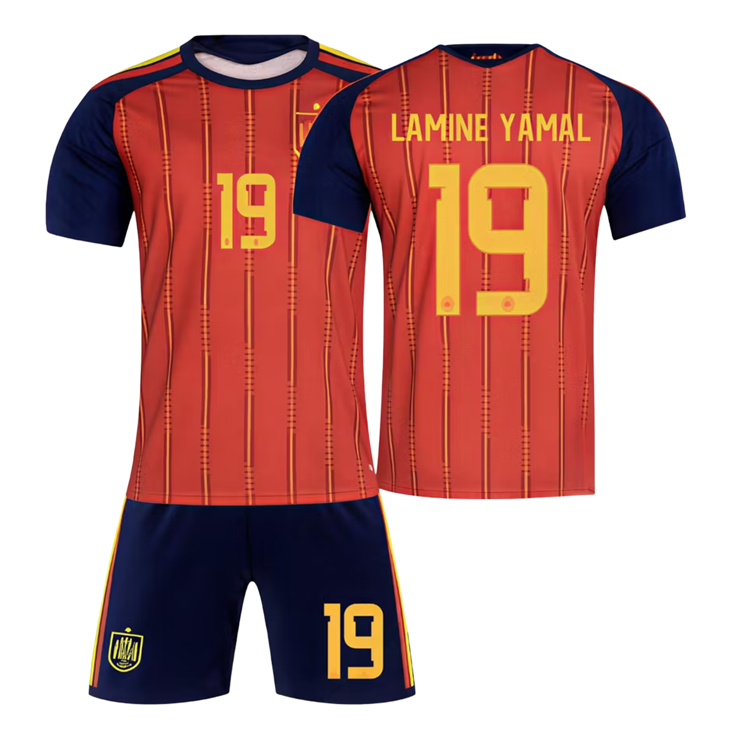 Fotbollsset för barn med spelartröja nr 19 röd/svart/gul