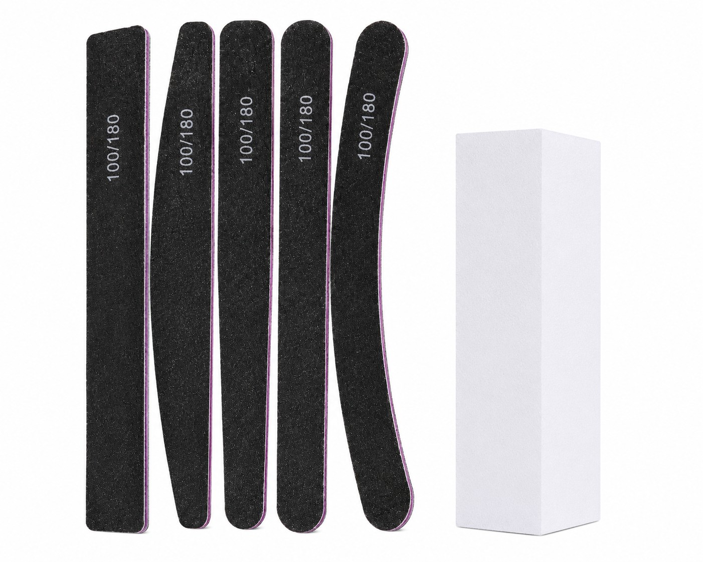 Nagelfil set 6 st – 5 dubbelsidiga 100/180 + 1 bufferfil