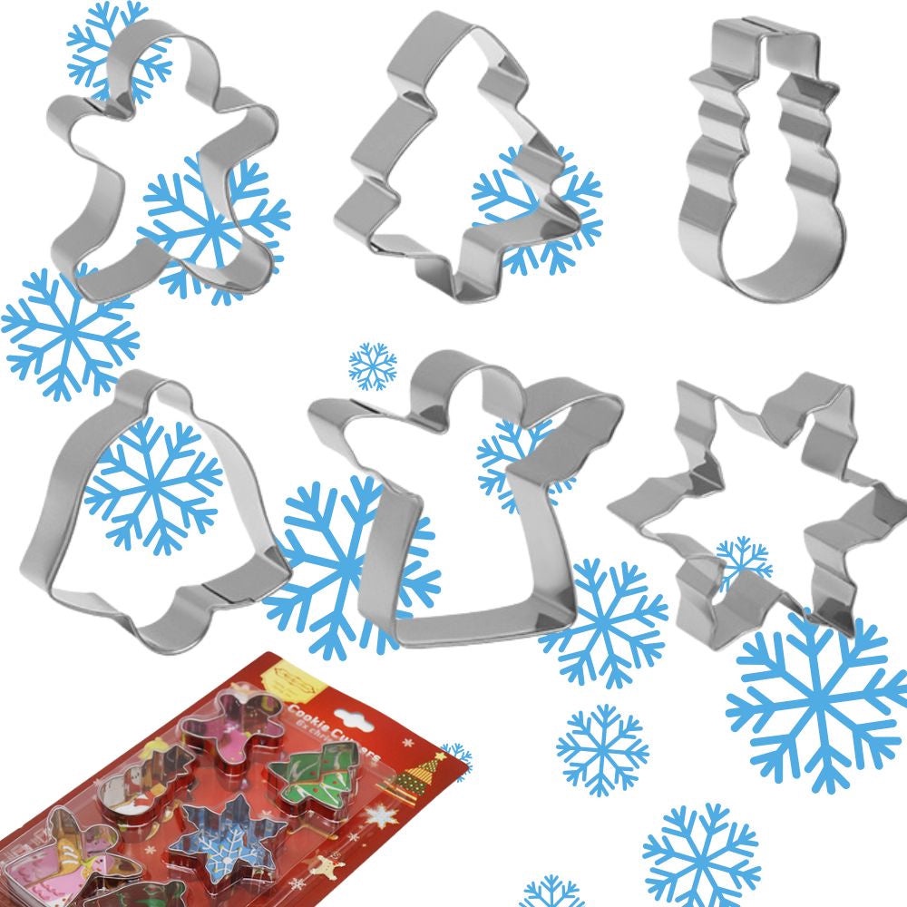 Juliga kakformar i stål 6-pack pepparkaksformar 6,5 cm