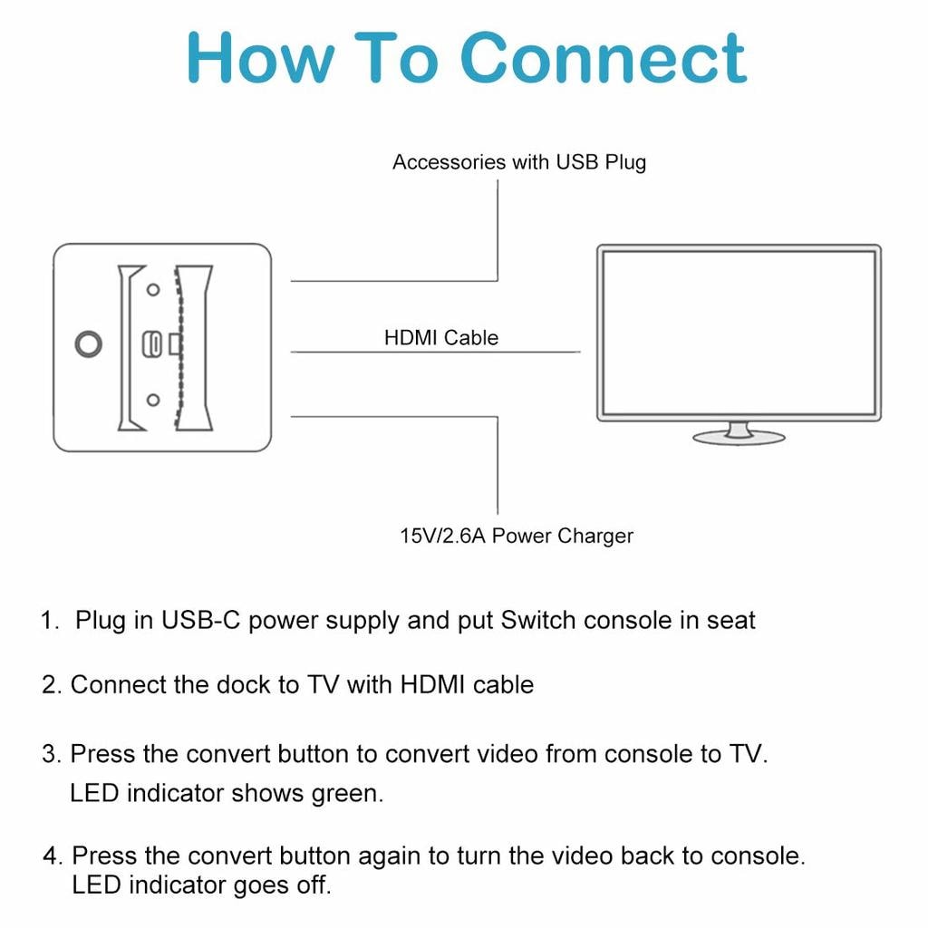 Nintendo Switch laddstation och HDMI-adapter (7 av 23)