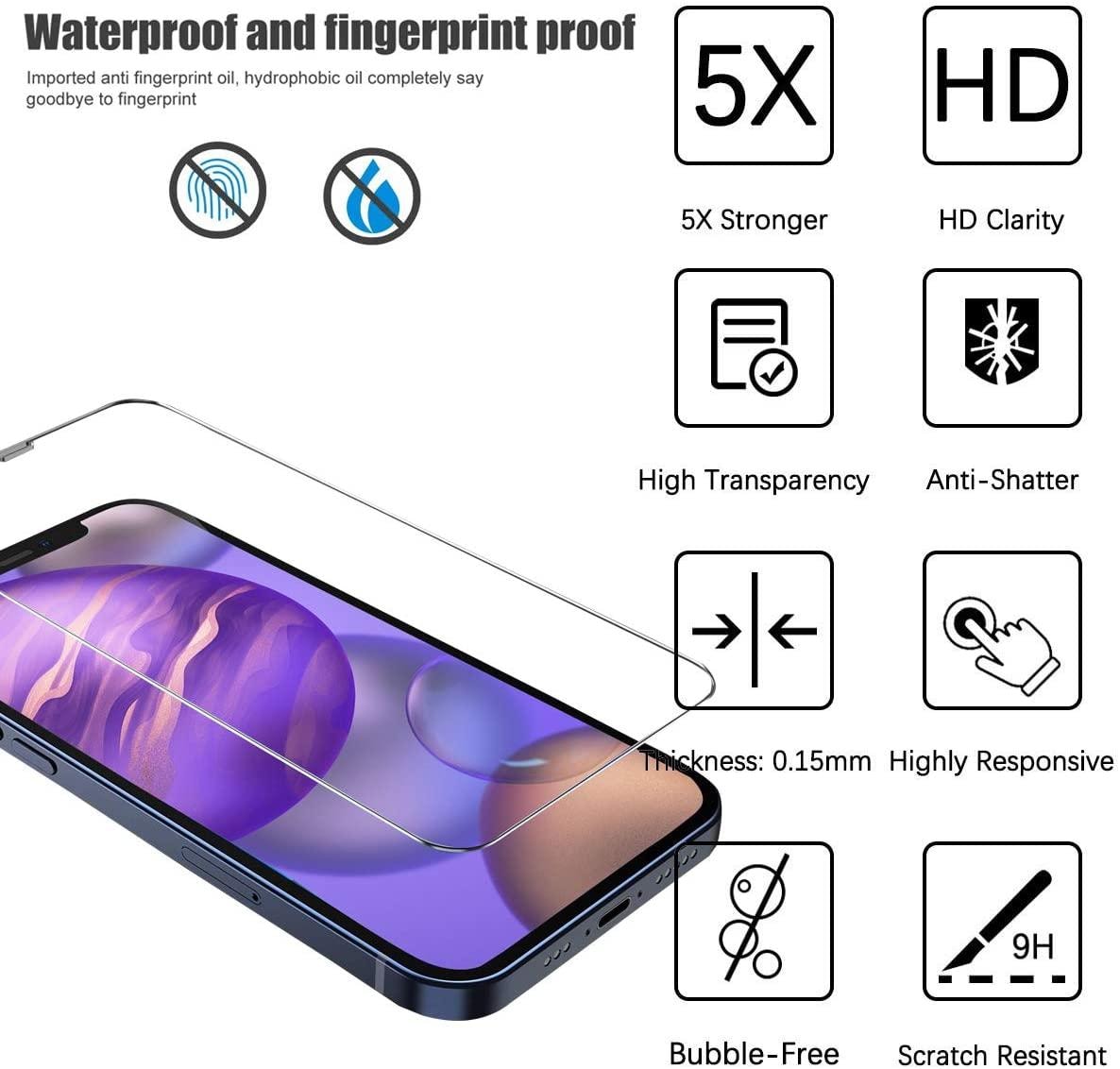 6-pack iPhone 12 Pro Stark Härdat Glas Skärmskydd + linsskydd (4 av 6)