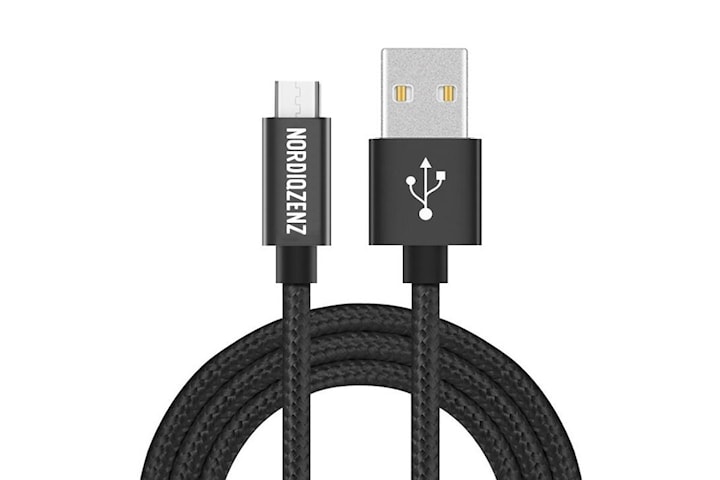NORDIQZENZ Micro-USB Textilkabel, 1,5m, Svart