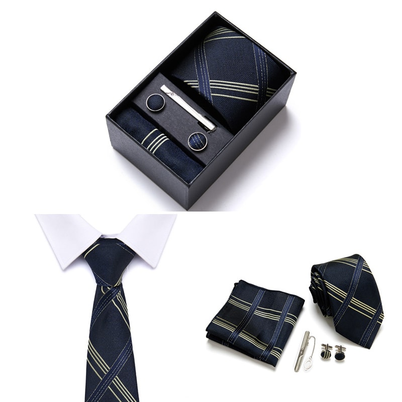 Sett med slips, mansjettknapper, slipsnål og lommetørkle (11 av 16)