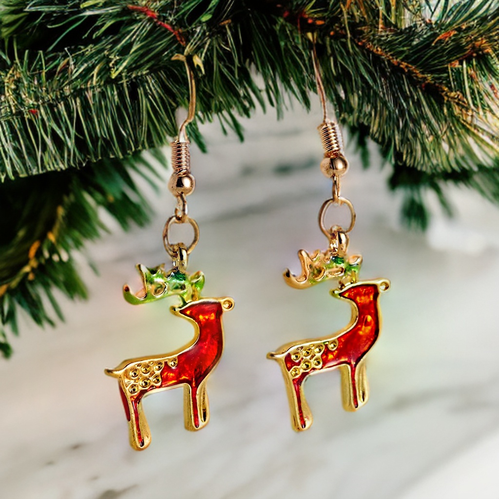 Product Image for Festliga örhängen med röda och gröna renar jul julafton