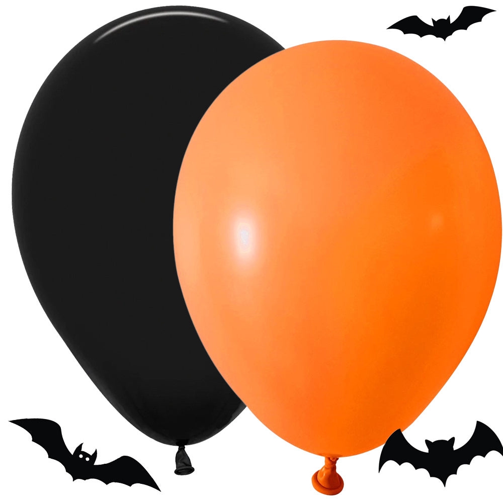 Halloweenballonger svart/orange 20-pack, stora ballonger 40x30 cm
