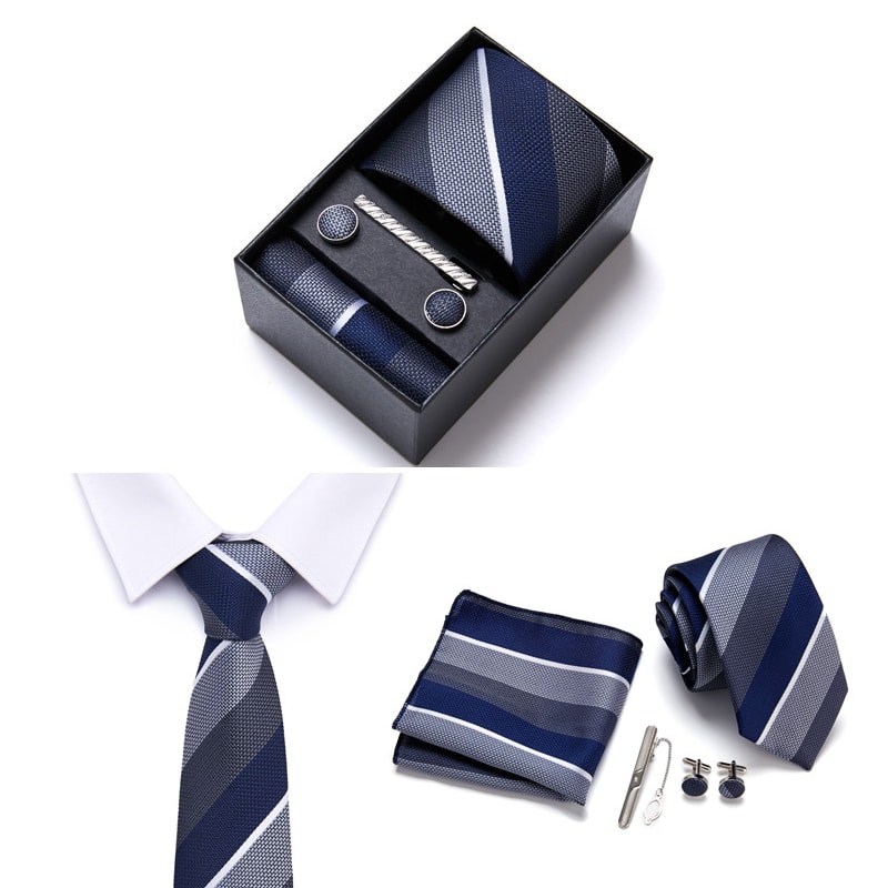 Sett med slips, mansjettknapper, slipsnål og lommetørkle (13 av 16)