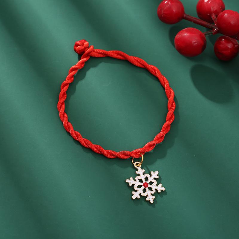 Product Image for Handgjorda vävda armband med julmotiv röd snö gran