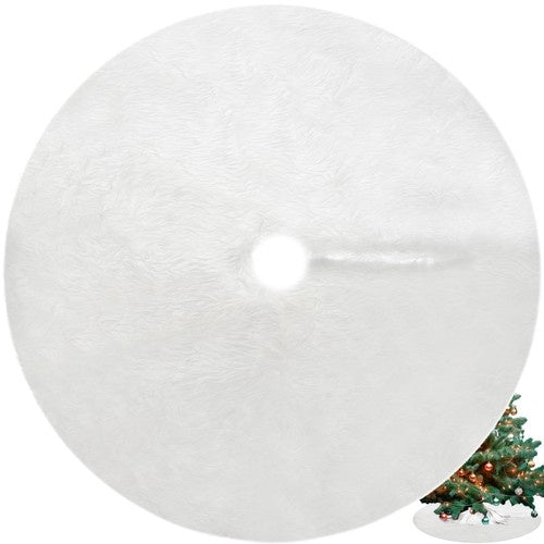 Julgransmatta vit 120 cm fluffig polyester