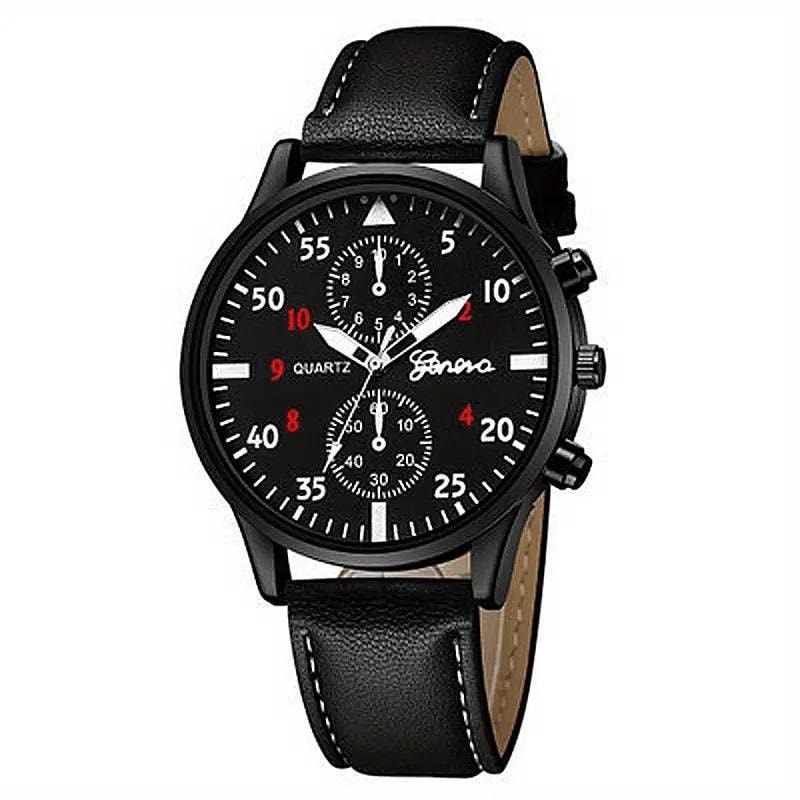 Sportig Quartz Klocka / Armbandsur med Läderarmband (1 av 2)