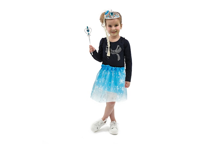 Isprinsessa kjol inkl. tiara, fläta och stav