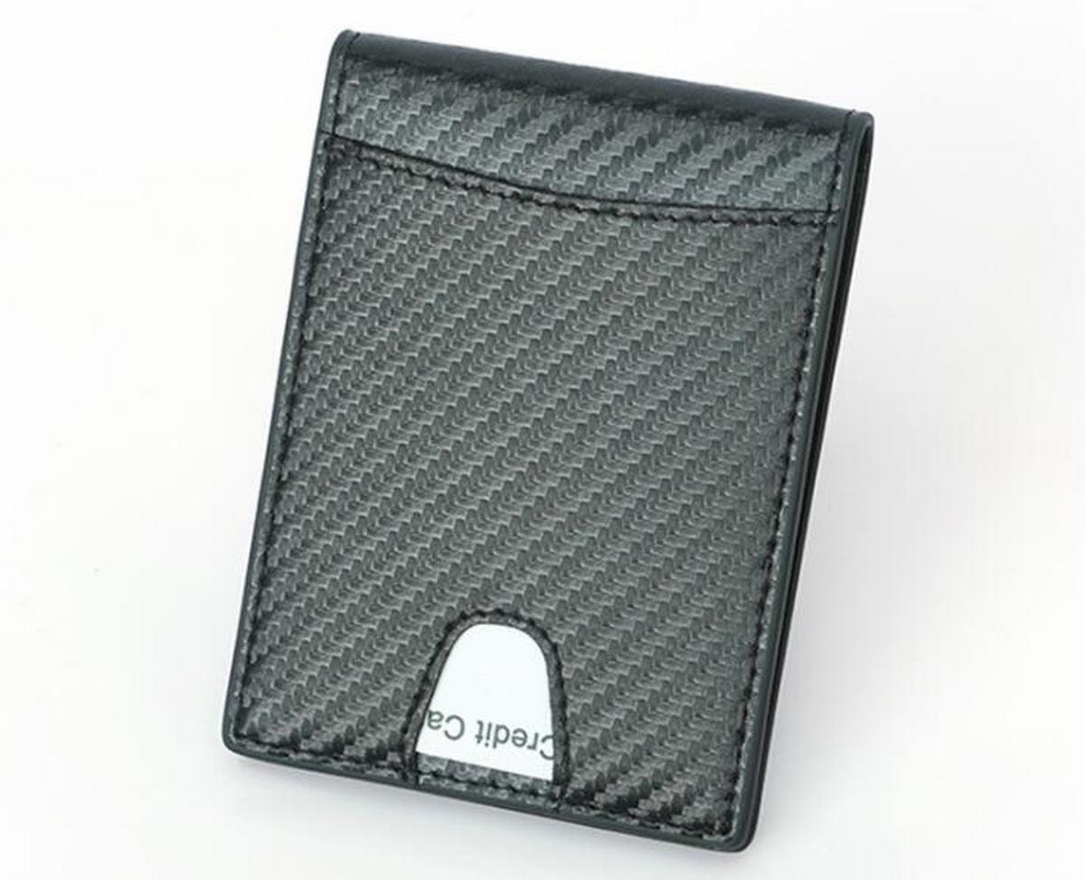 RFID carbon plånbok i äkta läder med pengaklipp (1 av 5)