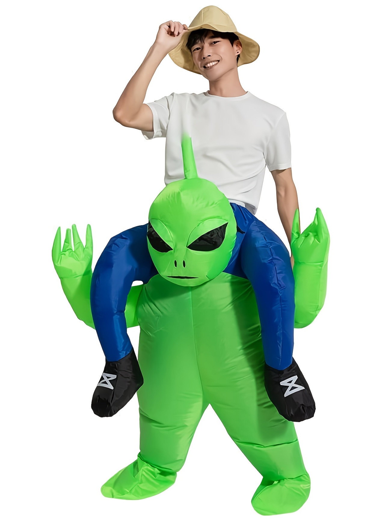 Uppblåsbar alien-dräkt vuxen – rymdvarelsen bär dig, Halloween & fest