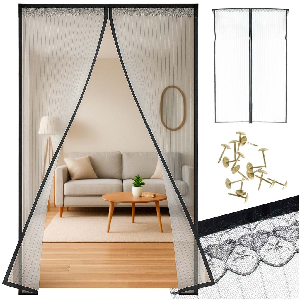 Magnetiskt myggnät för dörr 160x230 cm svart med klämmor