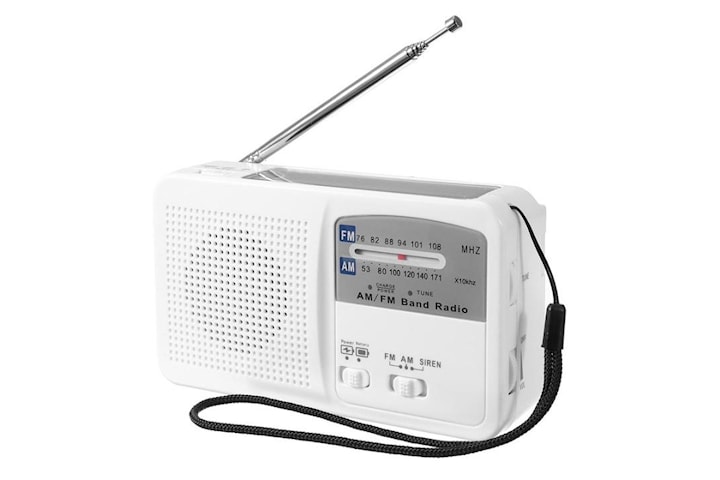 Multifunktionell Vevradio med LED-lampa - FM-radio, USB, Solcell, Dynamo RD369