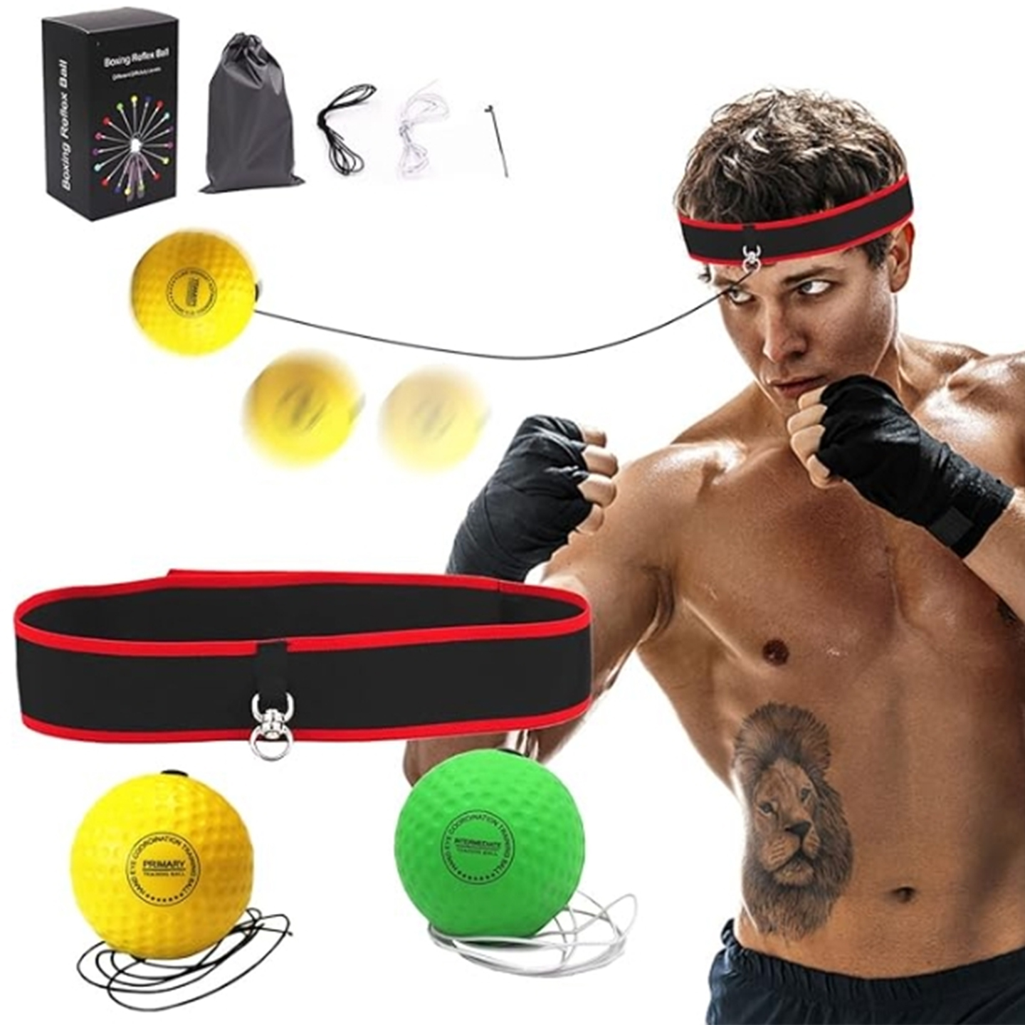 Boxningsset med pannband och boll