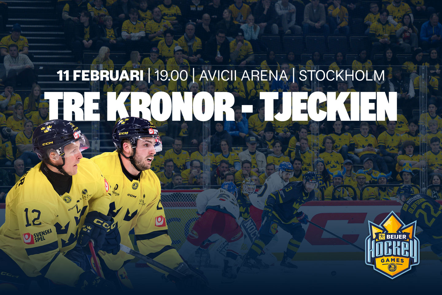 Beijer Hockey Games: Sverige - Tjeckien 11 februari kl. 19:00 i Avicii Arena