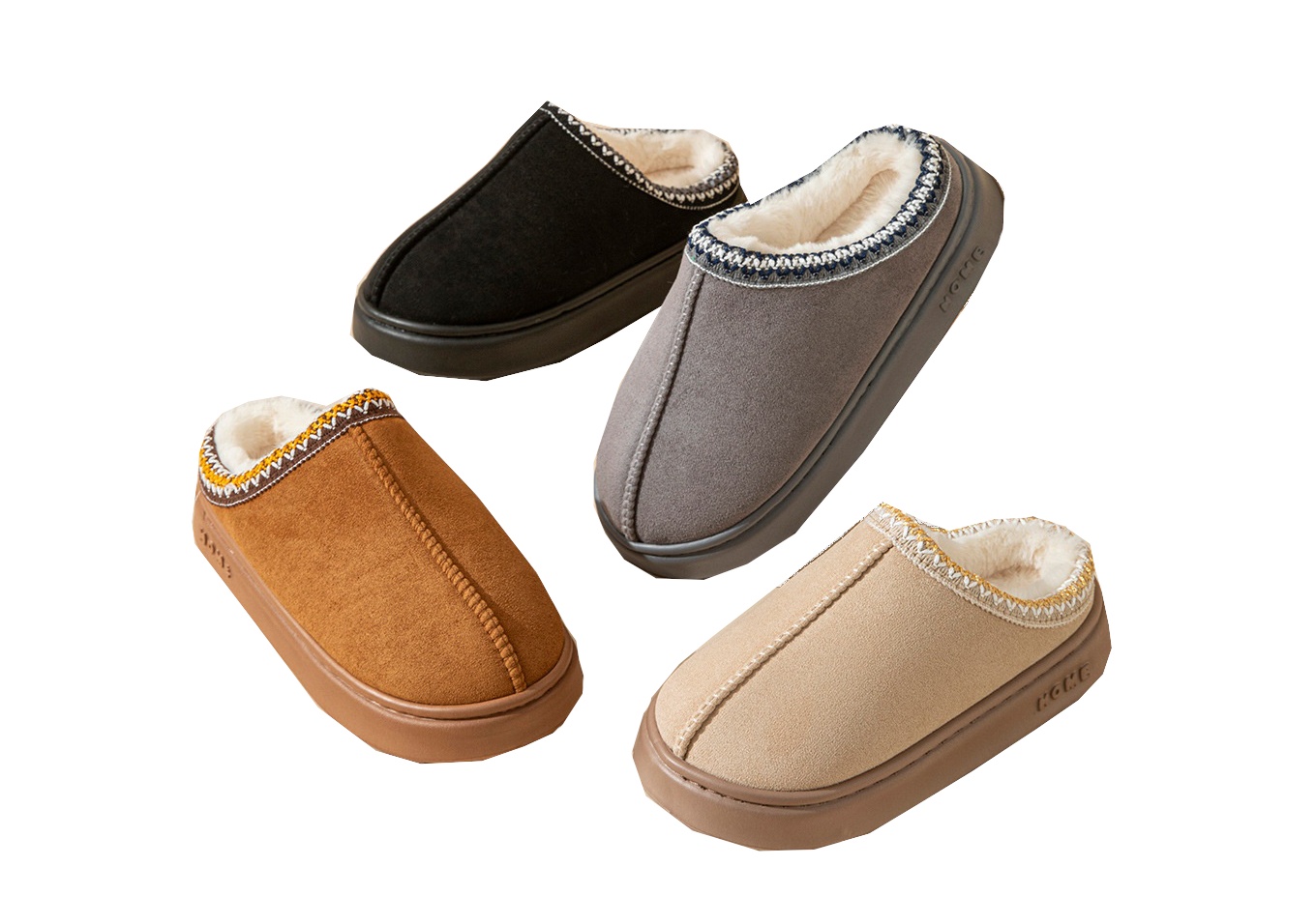 Unisex innetofflor i mockaimitation med varm plysch