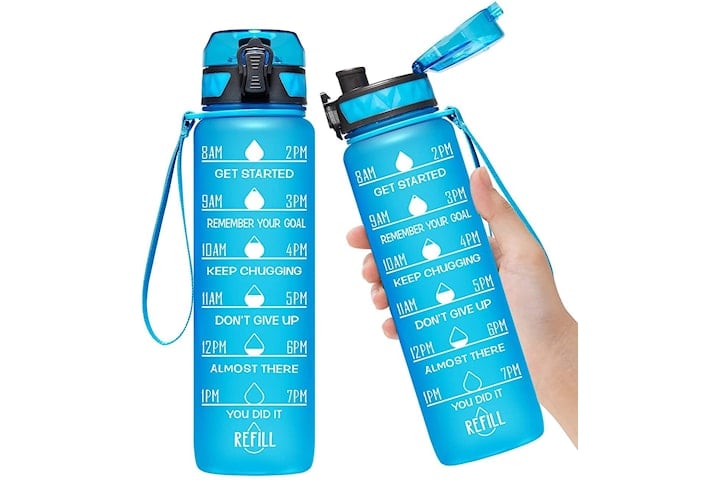 Sportvattenflaska med motiverande tidsmarkör fruktfilter BPA-fritt
