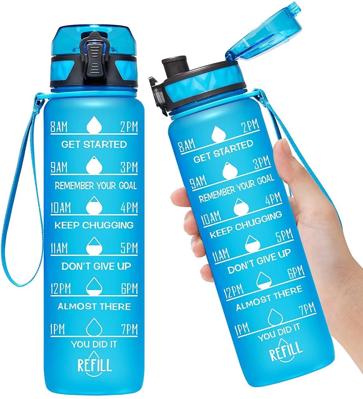 Sportvattenflaska med motiverande tidsmarkör fruktfilter BPA-fritt (1 av 7)