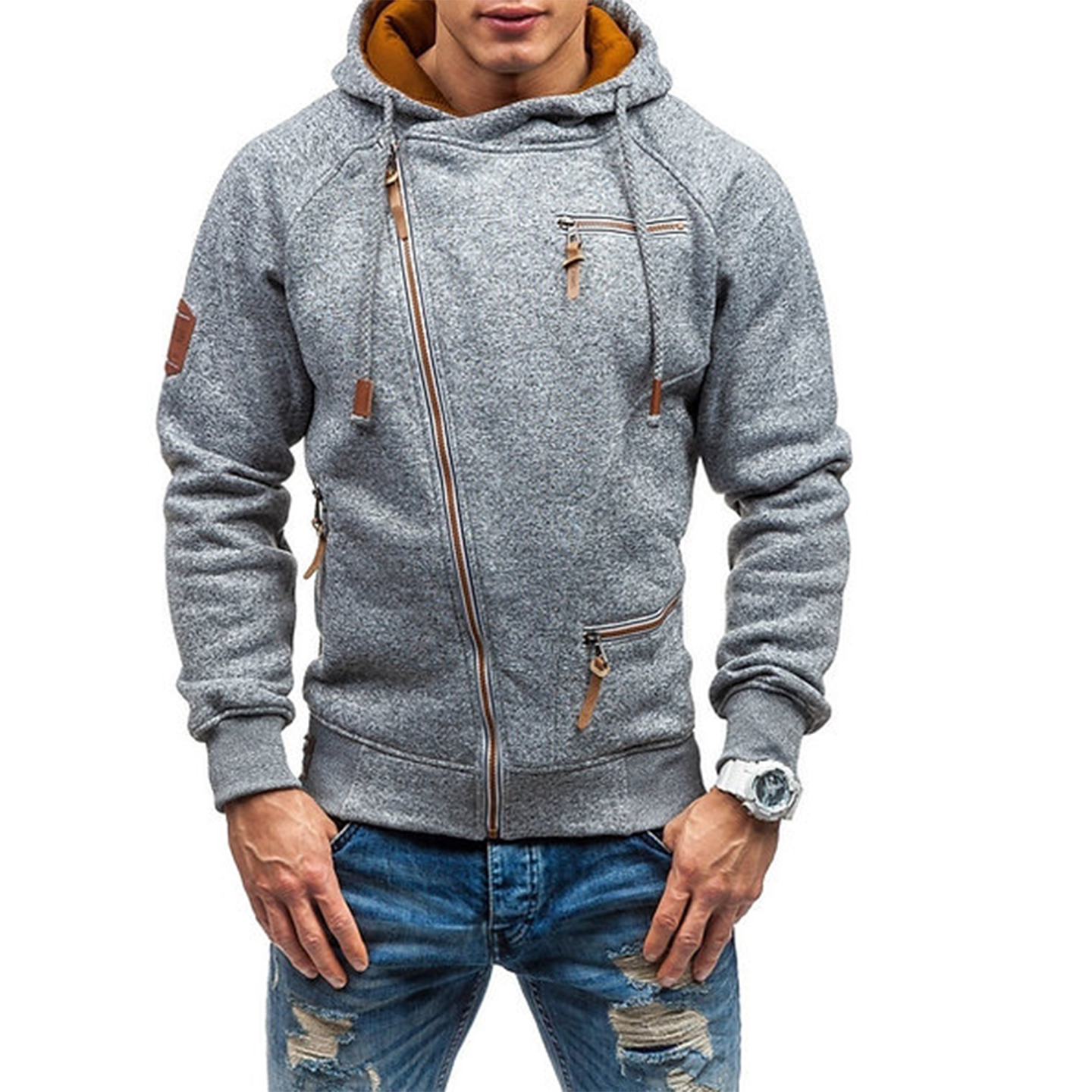 Product Image for Hoodie med hel dragkedja och fickor för herr