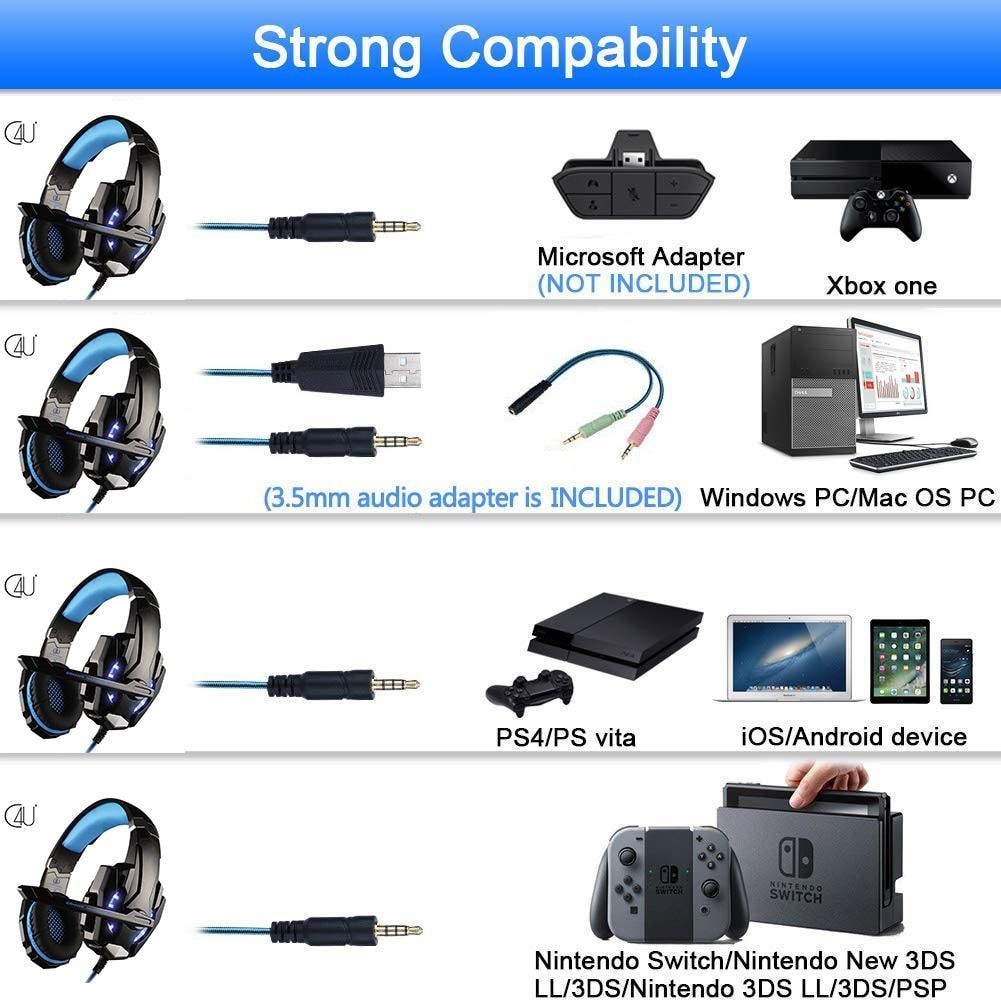 Gaming headset hörlurar C4U® G9000 Mic för Playstation 4 / Ps4 Pro / PS5 (1 av 10)