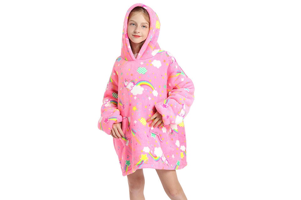 Värmande fleece-hoodie med roligt mönster, barn (3 av 6)