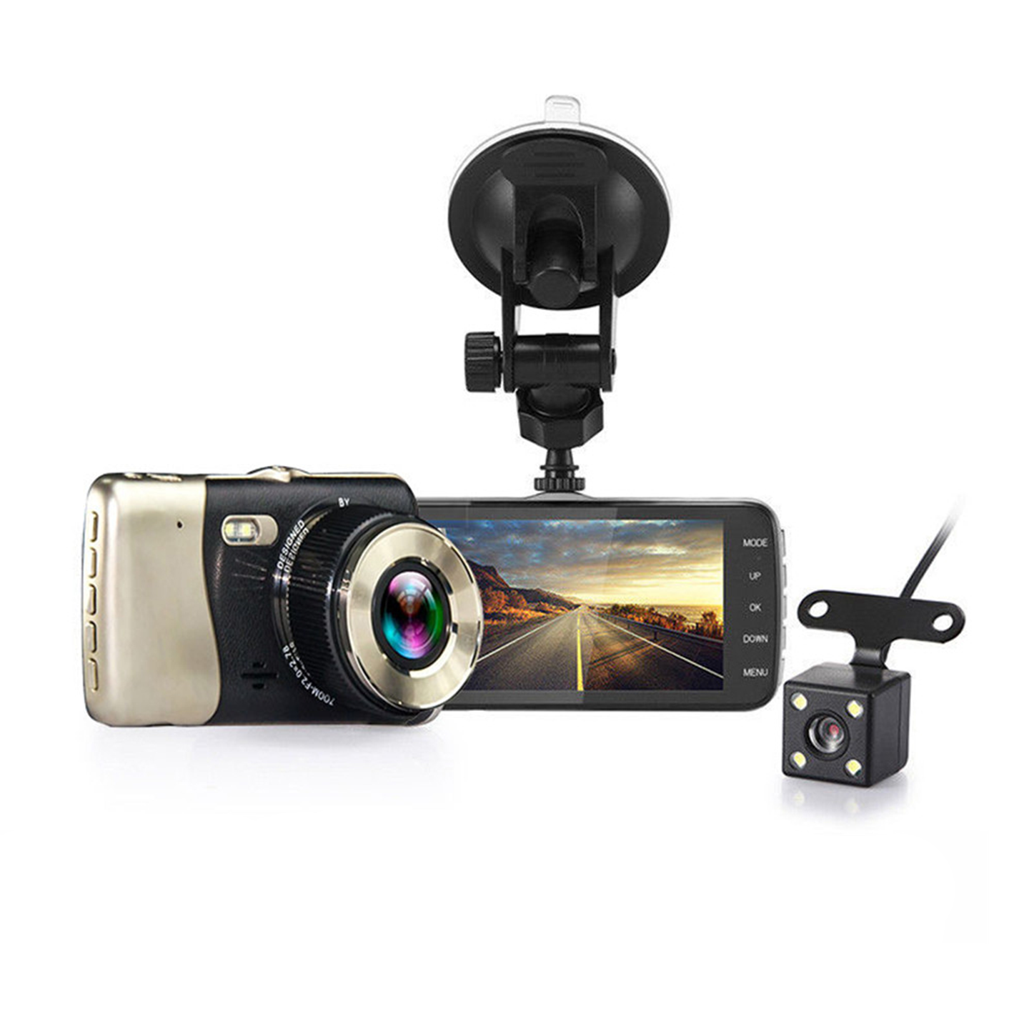 Product Image for 4-tommers DVR bilkamera dashcam med to objektiver