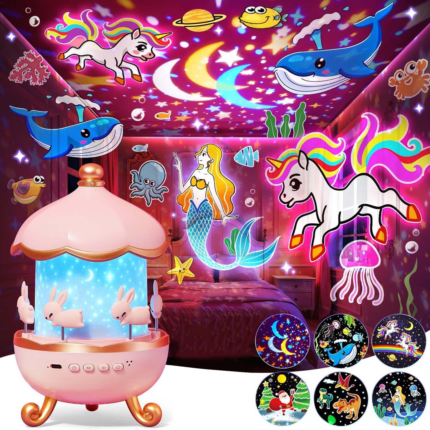 Magisk Roterande Karusell-Lampa med Musik - 15 Motiv Stjärnhimmel Projektor