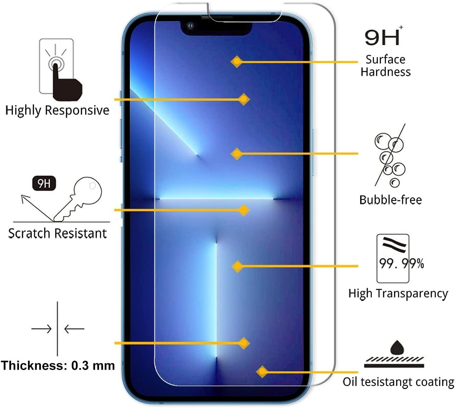 6-pack Skärmskydd iPhone 13 Pro + Ram Stark Härdat Glas C4U® (1 av 15) (2 av 15)