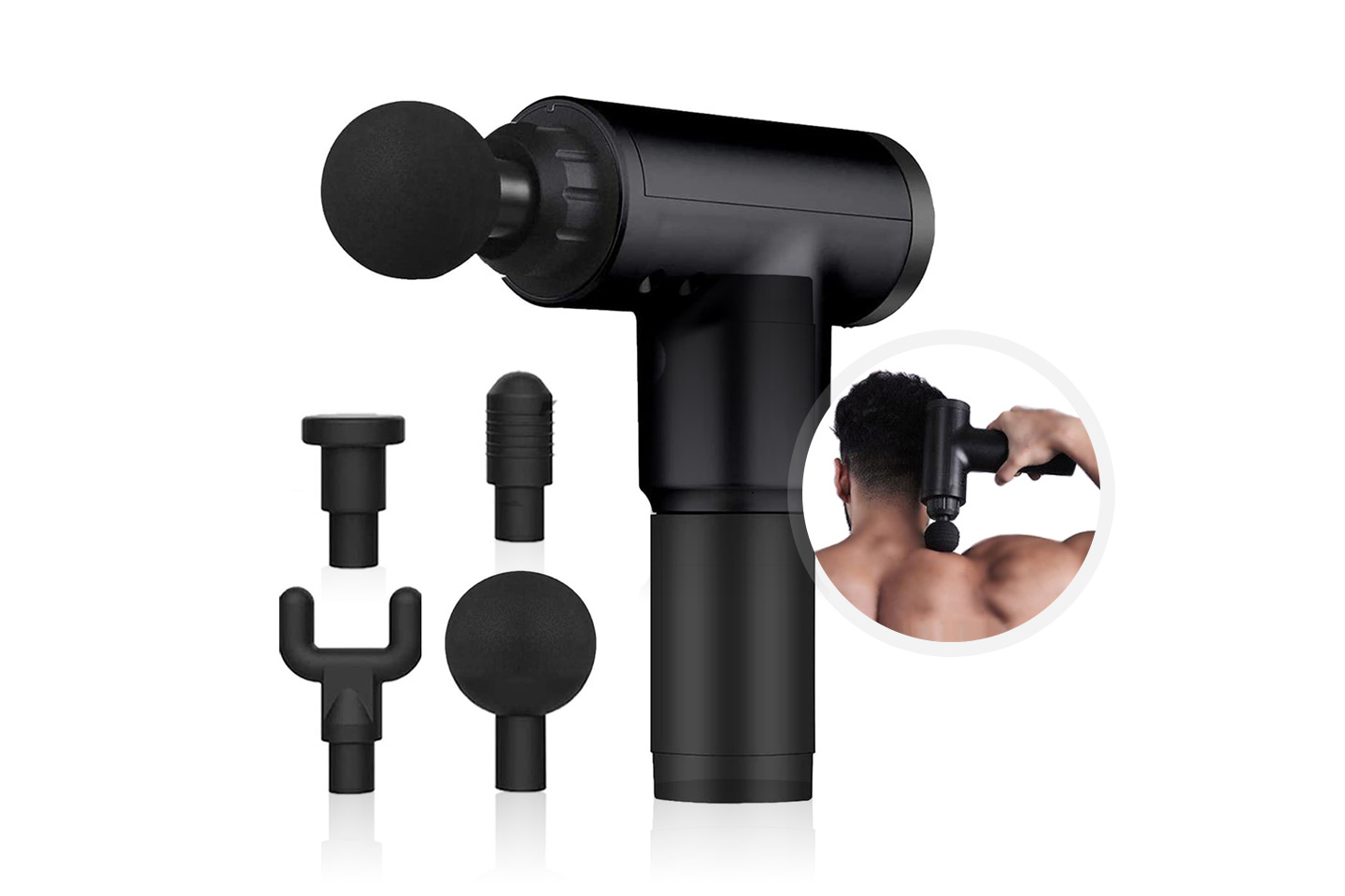 Product Image for Massagepistol med fyra munstycken
