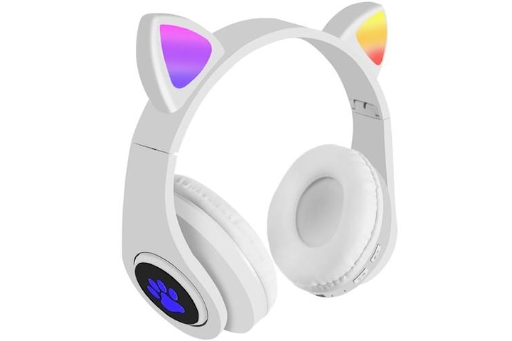 Bluetooth Stereo Hörlurar med mikrofon och kattöron / LED ljus