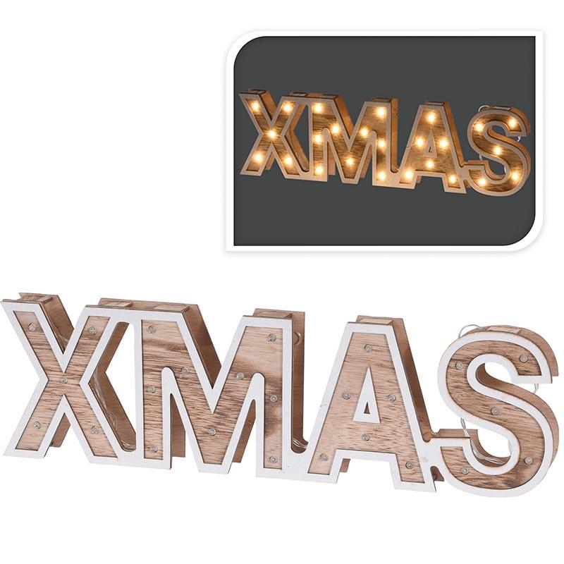 Product Image for Dekorationsskylt - Xmas - I trä med belysning - 38cm
