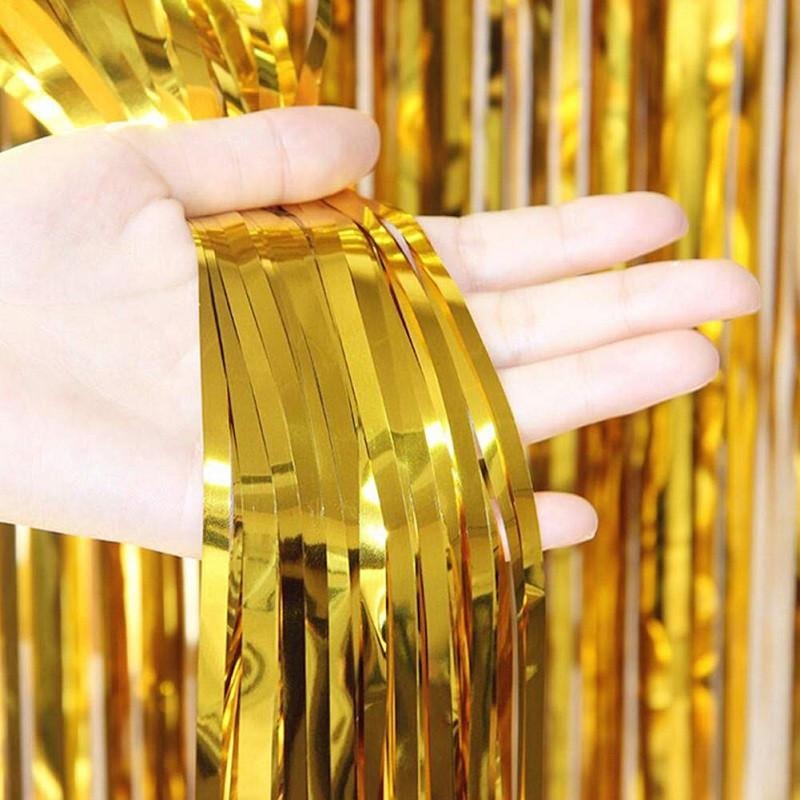 Festlig glittergardin i guld 1x2 meter (7 av 9)