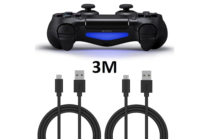 2-Pack Playstation 4 / PS4 Laddkabel För handkontroll 3m, 3meter