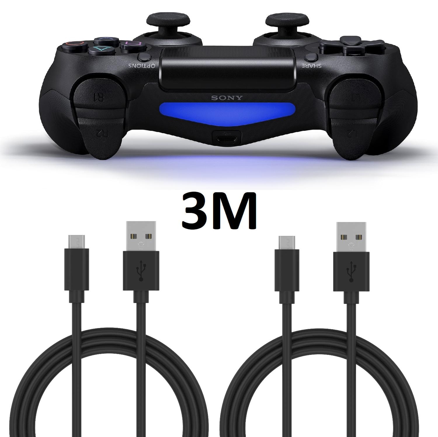 2-Pack Playstation 4 / PS4 Laddkabel För handkontroll 3m, 3meter (1 av 5)