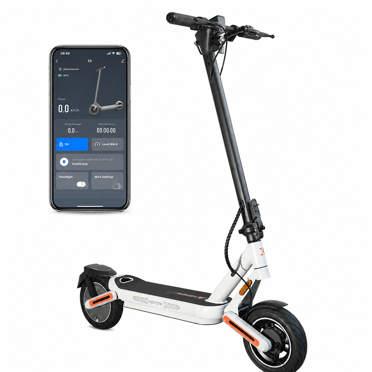Elscooter Elkick E12 500W - 40km/h - Hopfällbar Elsparkcykel - 10 tum - Vit escooter ebike