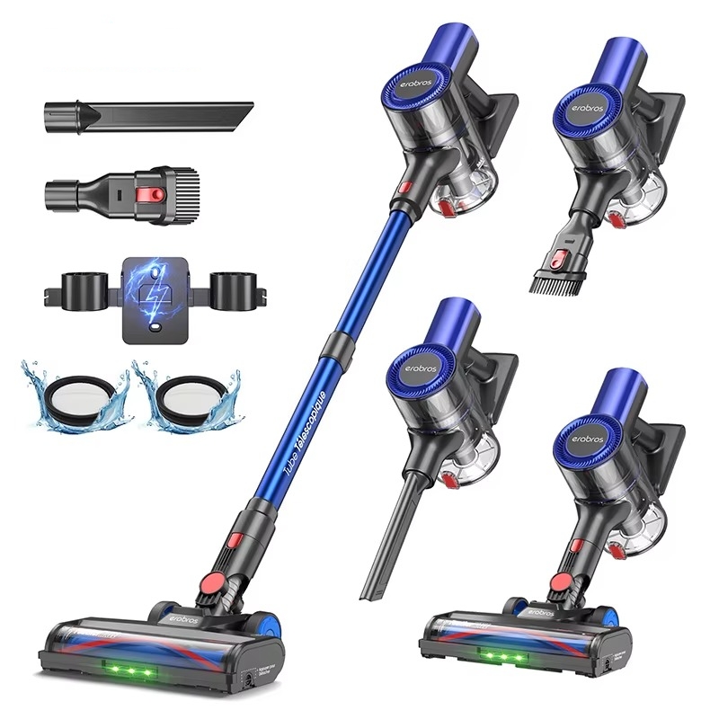EBROS EV2 sladdlös dammsugare 450W, 55 kPa, 55 min driftstid, LED-display, 1L dammbehållare, handdammsugare för golv, mattor och djurhår