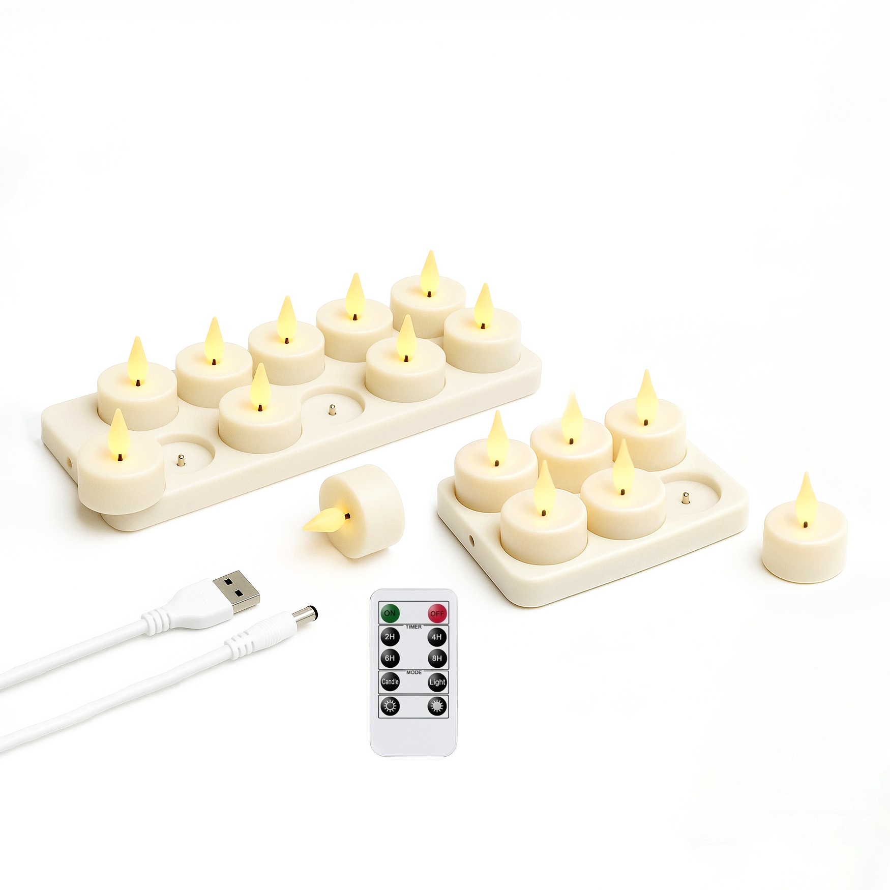 Uppladdningsbara LED-ljus / Värmeljus med fjärrkontroll