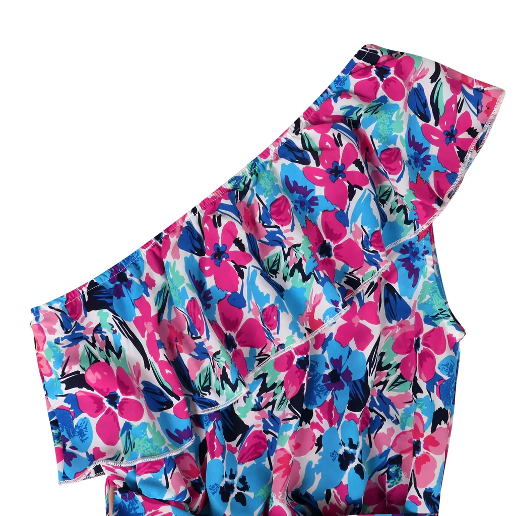 One shoulder klänning med blommig design (10 av 13)
