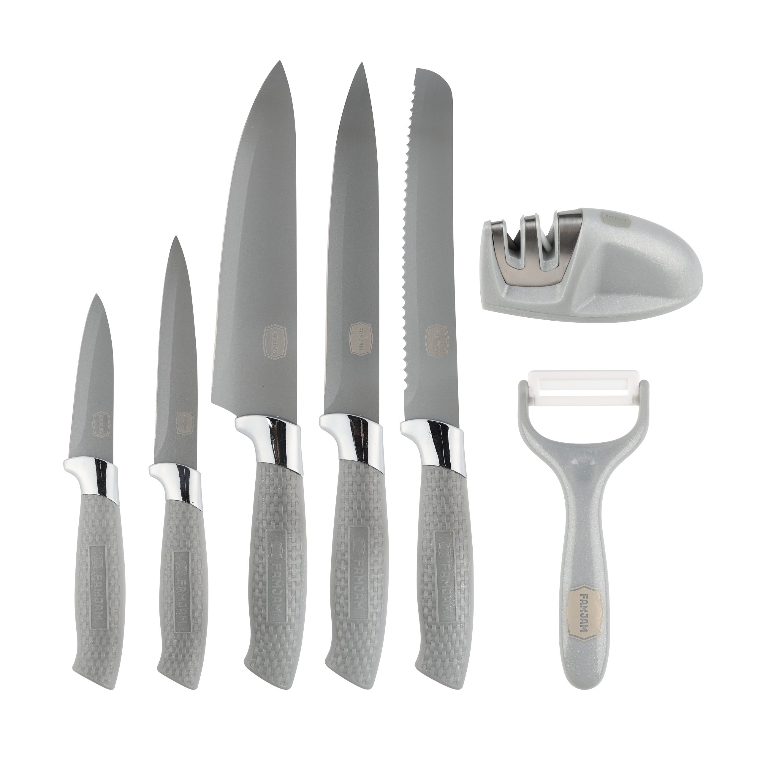 8 Delar Knivset med Ställ för Köket - Köksknivar Skalare och Knivslip Set (31 av 77)