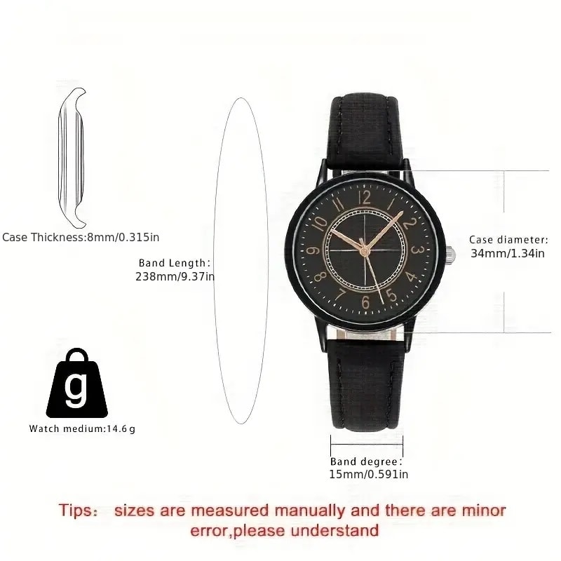 Damklocka / Armbandsur med Läderarmband (2 av 3)