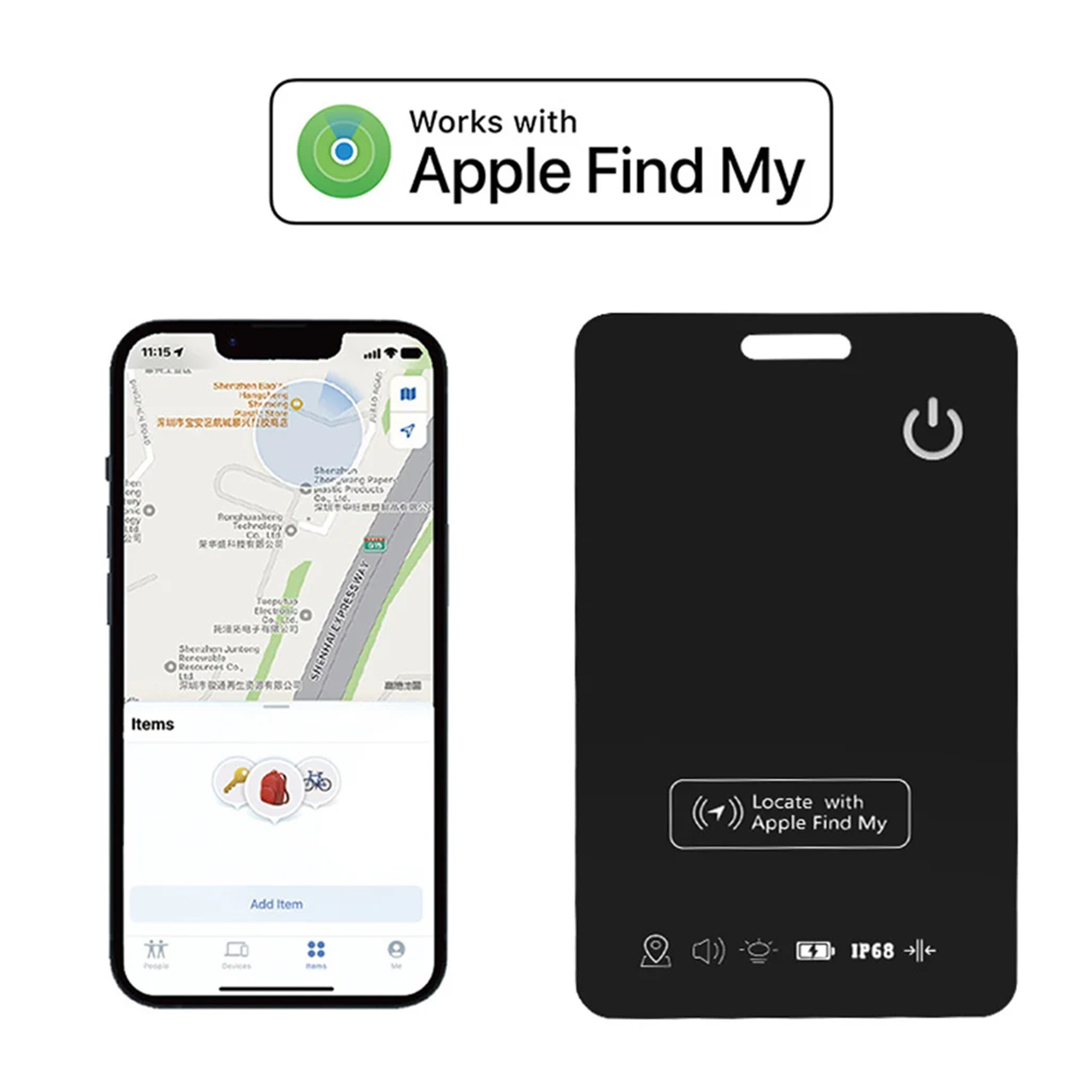 Smart GPS-tracker med realtidsspårning via Apple Find My