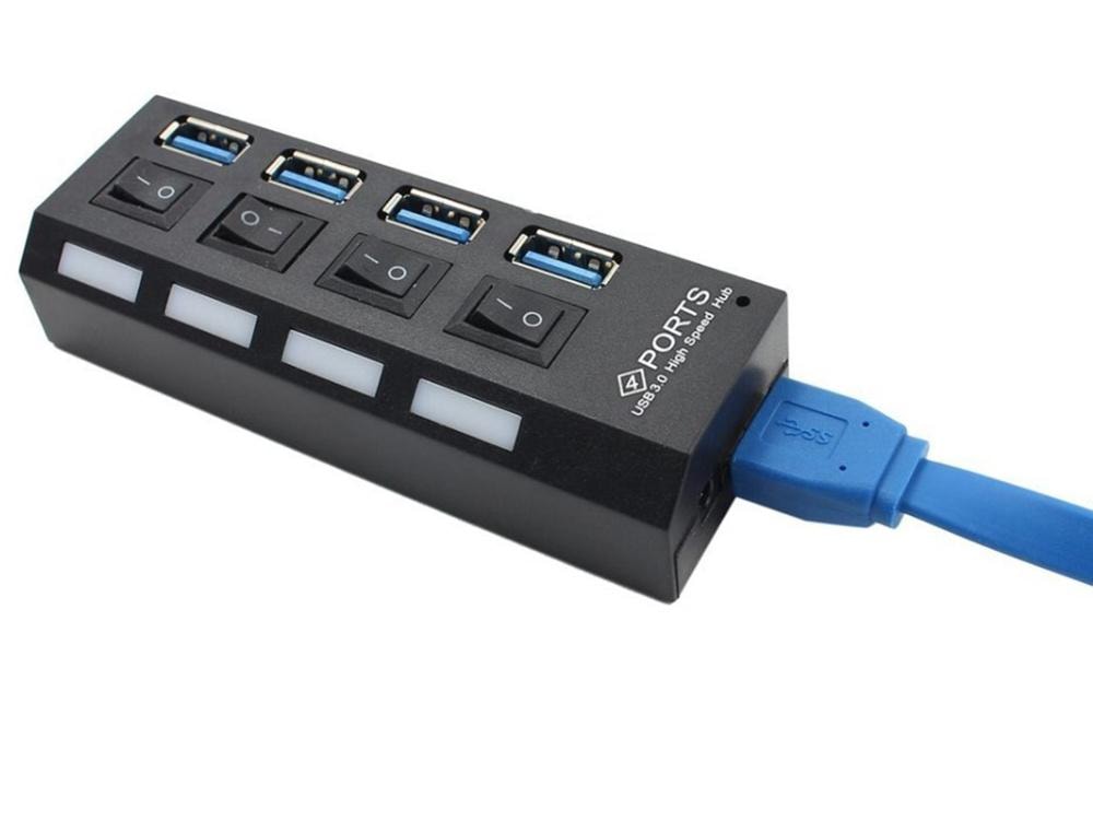 4-ports USB Hub med separata strömbrytare (1 av 3)