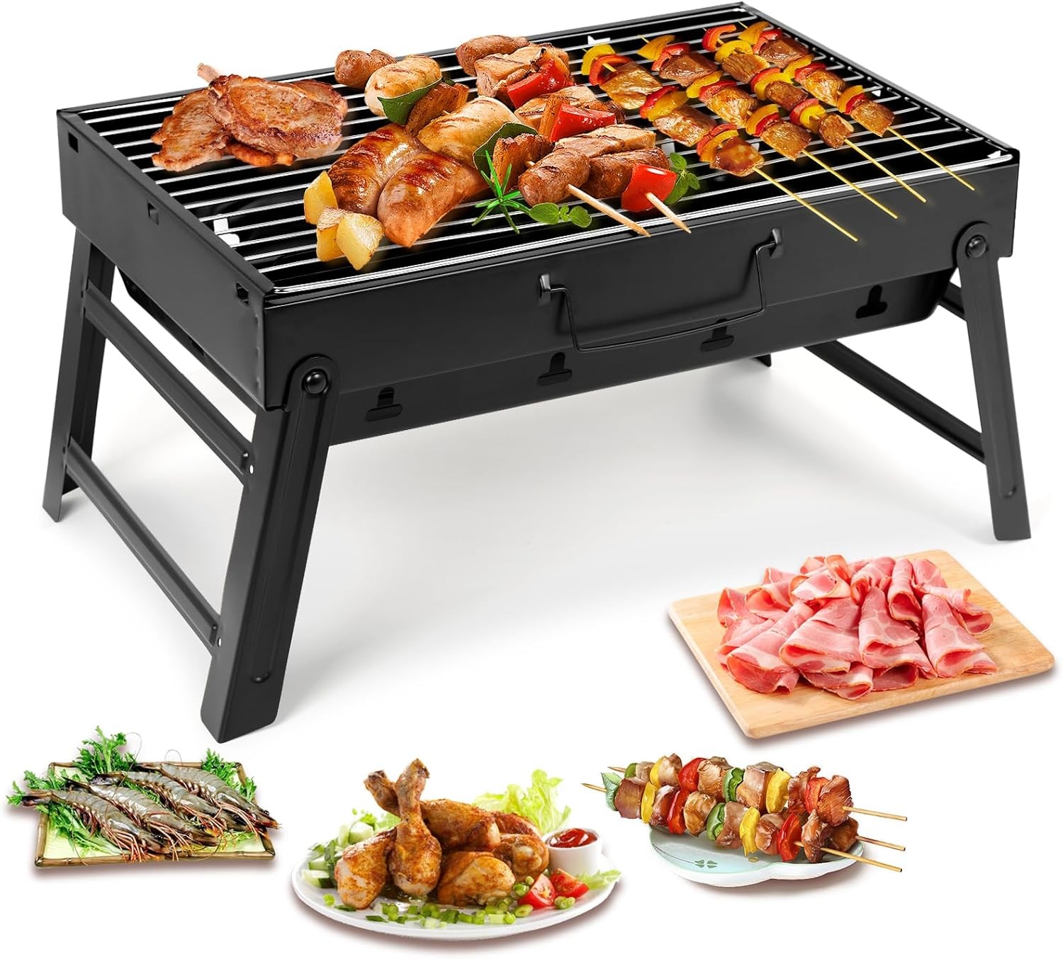 Product Image for Bärbar kolgrill i rostfritt stål – perfekt för picknick, camping & trädgård