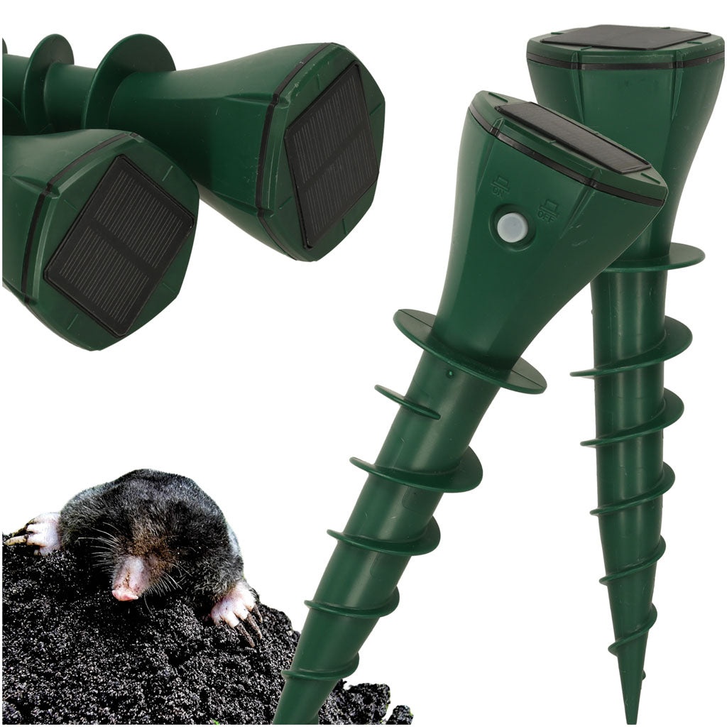 Solcellsdriven mullvadsskrämma 2-pack IP65 med 3 vibrationslägen