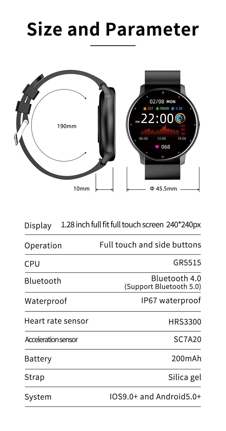 Smart watch / Träningsklocka ZL02D Svart (6 av 8)