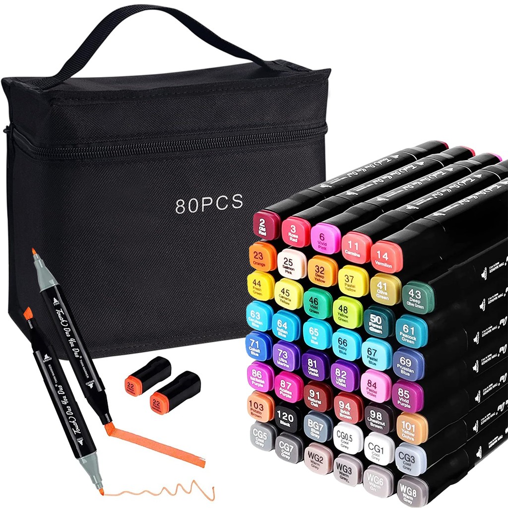 Dubbelsidiga Tuschpennor / Färgpennor 80-pack