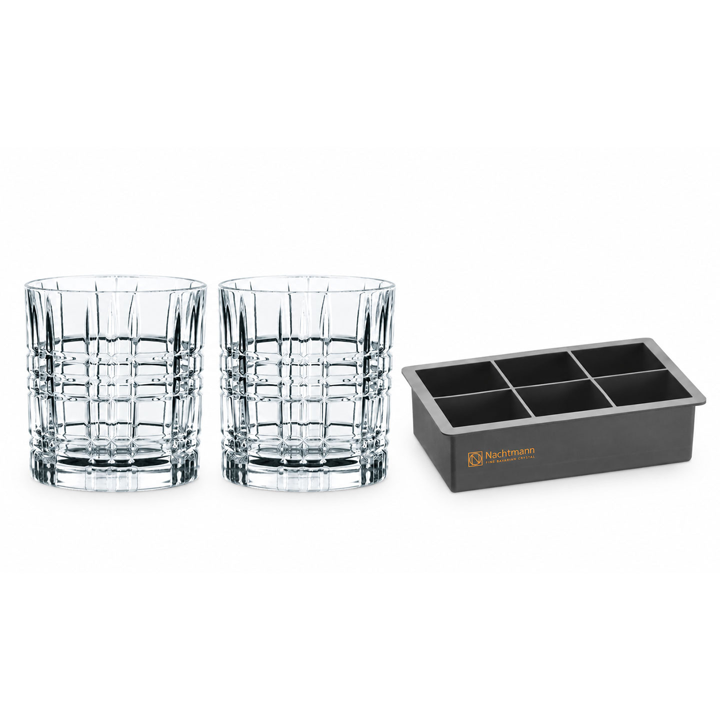 Nachtmann Square whiskyglas och isform